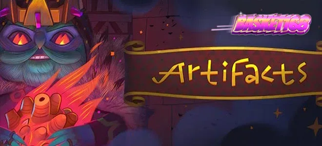Tampilan visual slot Artifacts dengan tema arkeologi dan simbol emas.